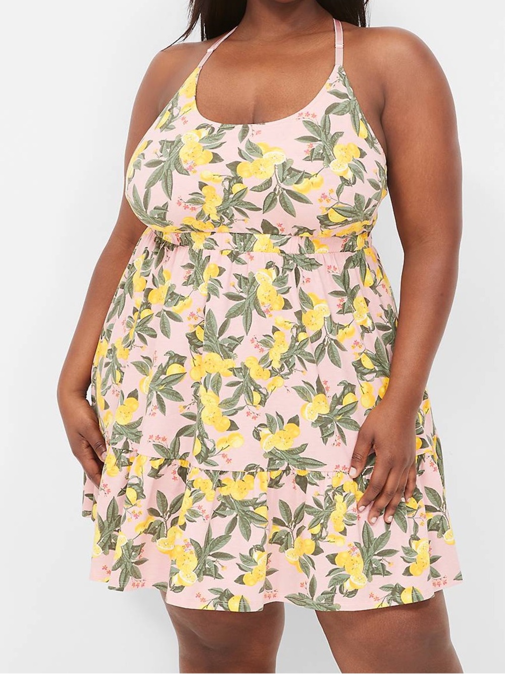 Cacique Sleep Pink Lemon Print Chemise Nightgown